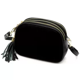    Dámska kožená crossbody kabelka Luka 26-035 čierna 23 x 16 x 9 cm
