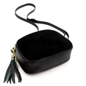    Dámska kožená crossbody kabelka Luka 26-035 čierna 23 x 16 x 9 cm