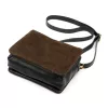  Dámska kožená crossbody kabelka Luka 26-024 hnedo-čierna 20 x 15 x 10 cm