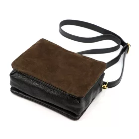    Dámska kožená crossbody kabelka Luka 26-024 hnedo-čierna 20 x 15 x 10 cm