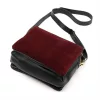  Dámska kožená crossbody kabelka Luka 26-024 bordovo-čierna 20 x 15 x 10 cm