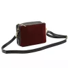  Dámska kožená crossbody kabelka Luka 26-024 bordovo-čierna 20 x 15 x 10 cm