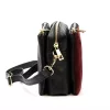  Dámska kožená crossbody kabelka Luka 26-024 bordovo-čierna 20 x 15 x 10 cm