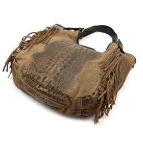    Dámska kožená kabelka Luka 25-019 CROCO hnedá 37 x 32 x 13 cm