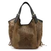  Dámska kožená kabelka Luka 25-019 CROCO hnedá 37 x 32 x 13 cm