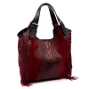  Dámska kožená kabelka Luka 25-019 CROCO bordovej farby 37 x 32 x 13 cm