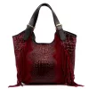  Dámska kožená kabelka Luka 25-019 CROCO bordovej farby 37 x 32 x 13 cm