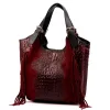  Dámska kožená kabelka Luka 25-019 CROCO bordovej farby 37 x 32 x 13 cm