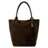  Dámska hnedá semišová kožená kabelka cez rameno Luka 26-036, shopper, 40 x 36 x 15 cm