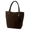  Dámska hnedá semišová kožená kabelka cez rameno Luka 26-036, shopper, 40 x 36 x 15 cm