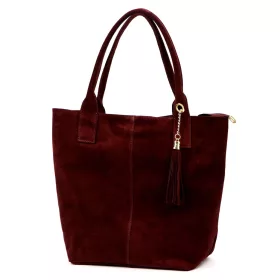    Dámska kabelka cez rameno Luka 26-036 bordovej farby z semišovej kože, shopper 40 x 36 x 15 cm