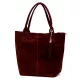  Dámska kabelka cez rameno Luka 26-036 bordovej farby z semišovej kože, shopper 40 x 36 x 15 cm