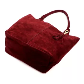    Dámska kabelka cez rameno Luka 26-036 bordovej farby z semišovej kože, shopper 40 x 36 x 15 cm