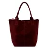  Dámska kabelka cez rameno Luka 26-036 bordovej farby z semišovej kože, shopper 40 x 36 x 15 cm
