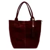  Dámska kabelka cez rameno Luka 26-036 bordovej farby z semišovej kože, shopper 40 x 36 x 15 cm