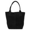  Dámska čierna semišová kožená kabelka cez rameno Luka 26-036, shopper, 40 x 36 x 15 cm