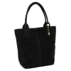  Dámska čierna semišová kožená kabelka cez rameno Luka 26-036, shopper, 40 x 36 x 15 cm