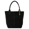  Dámska čierna semišová kožená kabelka cez rameno Luka 26-036, shopper, 40 x 36 x 15 cm