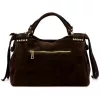 Dámska kožená kabelka Luka 26-037 tmavohnedá, crossbody 35 x 23 x 15 cm
