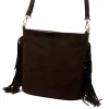  Dámska hnedá semišová kožená kabelka cez rameno Luka 26-030, crossbody kabelka 28 x 28 x 15 cm