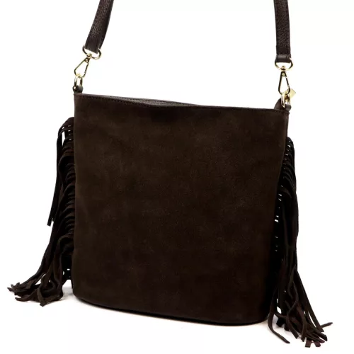  Dámska hnedá semišová kožená kabelka cez rameno Luka 26-030, crossbody kabelka 28 x 28 x 15 cm