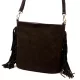 Dámska hnedá semišová kožená kabelka cez rameno Luka 26-030, crossbody kabelka 28 x 28 x 15 cm
