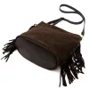  Dámska hnedá semišová kožená kabelka cez rameno Luka 26-030, crossbody kabelka 28 x 28 x 15 cm
