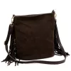  Dámska hnedá semišová kožená kabelka cez rameno Luka 26-030, crossbody kabelka 28 x 28 x 15 cm