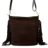  Dámska hnedá semišová kožená kabelka cez rameno Luka 26-030, crossbody kabelka 28 x 28 x 15 cm