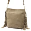  Dámska semišová kožená kabelka cez rameno Luka 26-030 v béžovej farbe, crossbody 28 x 28 x 15 cm