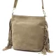  Dámska semišová kožená kabelka cez rameno Luka 26-030 v béžovej farbe, crossbody 28 x 28 x 15 cm