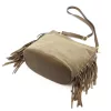  Dámska semišová kožená kabelka cez rameno Luka 26-030 v béžovej farbe, crossbody 28 x 28 x 15 cm