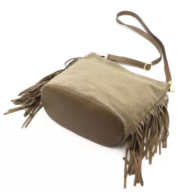    Dámska semišová kožená kabelka cez rameno Luka 26-030 v béžovej farbe, crossbody 28 x 28 x 15 cm