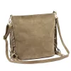  Dámska semišová kožená kabelka cez rameno Luka 26-030 v béžovej farbe, crossbody 28 x 28 x 15 cm