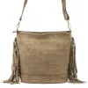  Dámska semišová kožená kabelka cez rameno Luka 26-030 v béžovej farbe, crossbody 28 x 28 x 15 cm