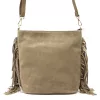  Dámska semišová kožená kabelka cez rameno Luka 26-030 v béžovej farbe, crossbody 28 x 28 x 15 cm