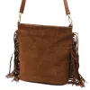  Dámska hnedá semišová kožená kabelka cez rameno Luka 26-030, crossbody kabelka 28 x 28 x 15 cm
