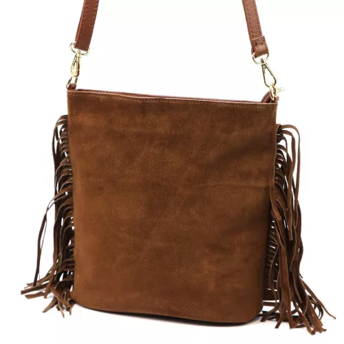  Dámska hnedá semišová kožená kabelka cez rameno Luka 26-030, crossbody kabelka 28 x 28 x 15 cm