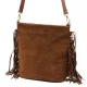  Dámska hnedá semišová kožená kabelka cez rameno Luka 26-030, crossbody kabelka 28 x 28 x 15 cm