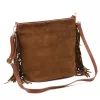  Dámska hnedá semišová kožená kabelka cez rameno Luka 26-030, crossbody kabelka 28 x 28 x 15 cm