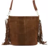  Dámska hnedá semišová kožená kabelka cez rameno Luka 26-030, crossbody kabelka 28 x 28 x 15 cm