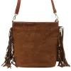  Dámska hnedá semišová kožená kabelka cez rameno Luka 26-030, crossbody kabelka 28 x 28 x 15 cm