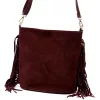  Dámska bordová kabelka cez rameno, crossbody kabelka z semišovej kože Luka 26-030 28 x 28 x 15 cm