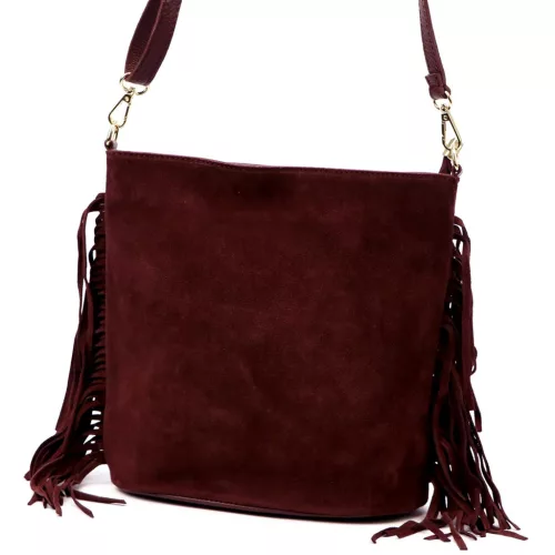  Dámska bordová kabelka cez rameno, crossbody kabelka z semišovej kože Luka 26-030 28 x 28 x 15 cm