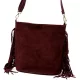  Dámska bordová kabelka cez rameno, crossbody kabelka z semišovej kože Luka 26-030 28 x 28 x 15 cm
