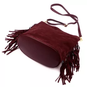    Dámska bordová kabelka cez rameno, crossbody kabelka z semišovej kože Luka 26-030 28 x 28 x 15 cm