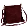 Dámska bordová kabelka cez rameno, crossbody kabelka z semišovej kože Luka 26-030 28 x 28 x 15 cm