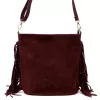  Dámska bordová kabelka cez rameno, crossbody kabelka z semišovej kože Luka 26-030 28 x 28 x 15 cm