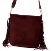  Dámska bordová kabelka cez rameno, crossbody kabelka z semišovej kože Luka 26-030 28 x 28 x 15 cm