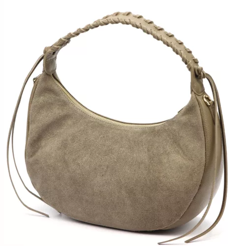  Dámska kožená taupe kabelka cez rameno Luka 26-039 35 x 22 x 15 cm